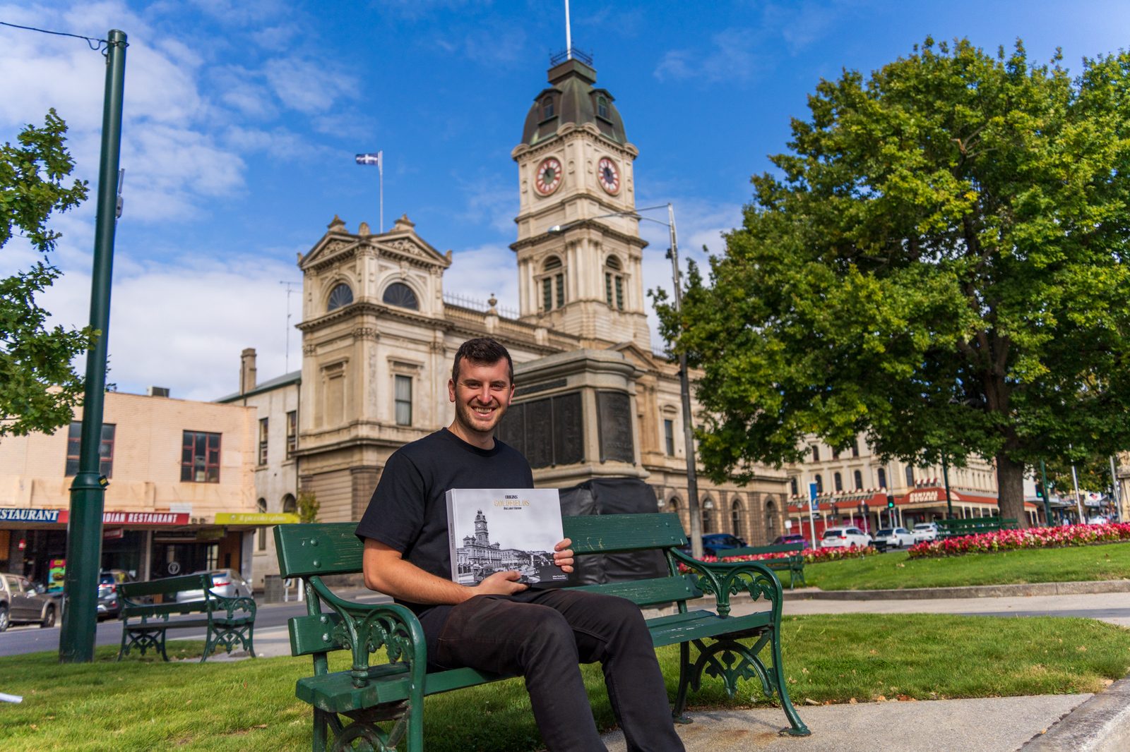 Reading Origins Ballarat beside historic architecture